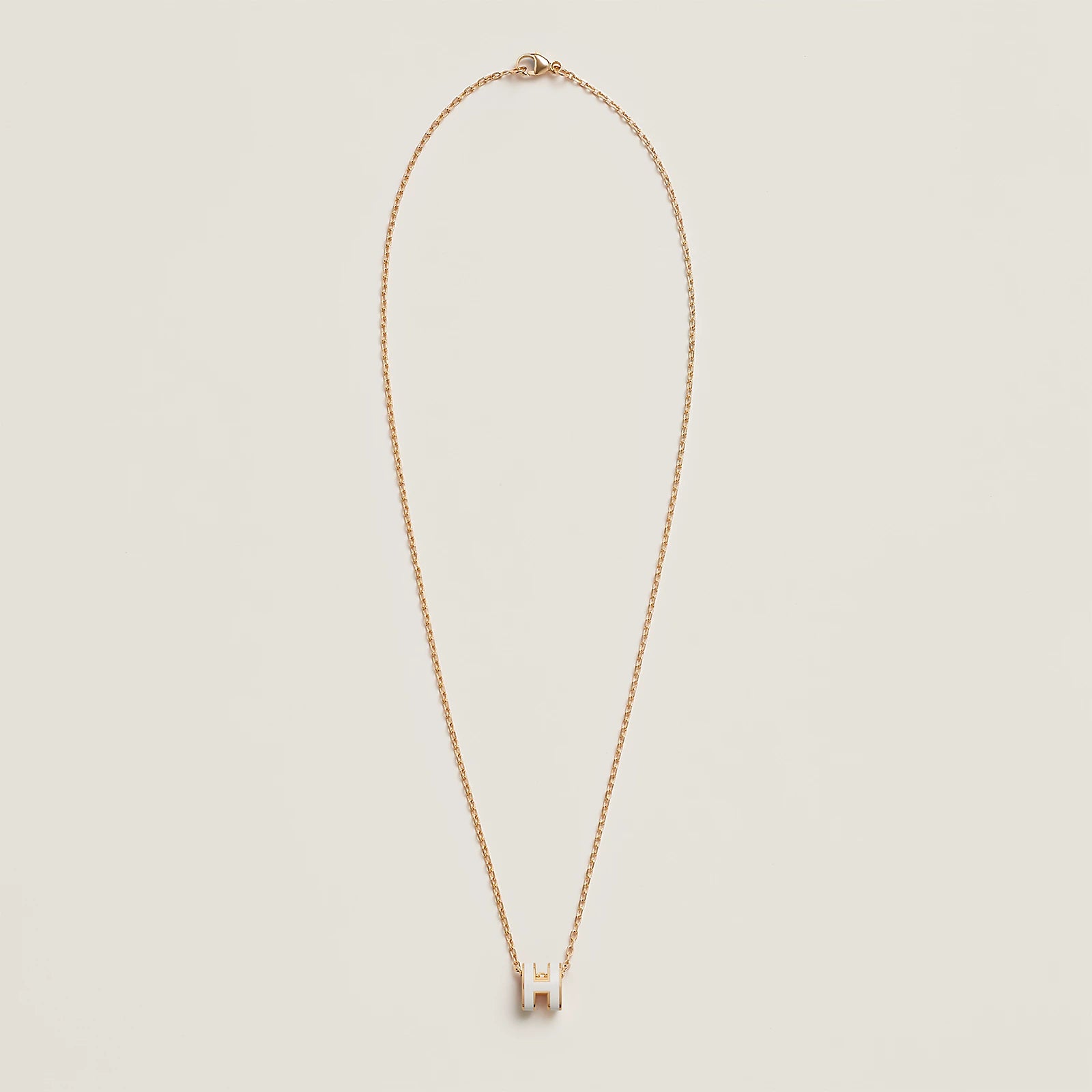 Hermès Mini Pop H Pendant Gold Plated - Blanc