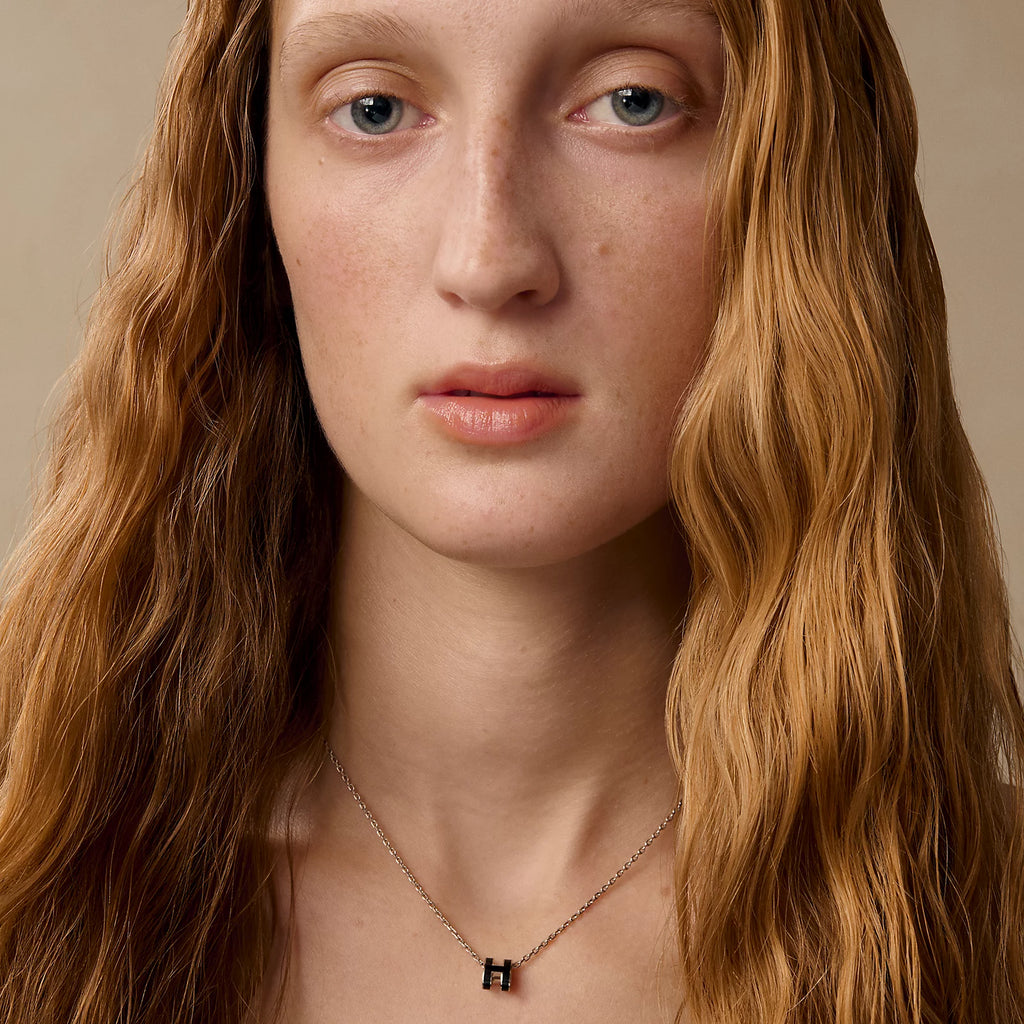 Hermès Mini Pop H Pendant Palladium Plated - Noir