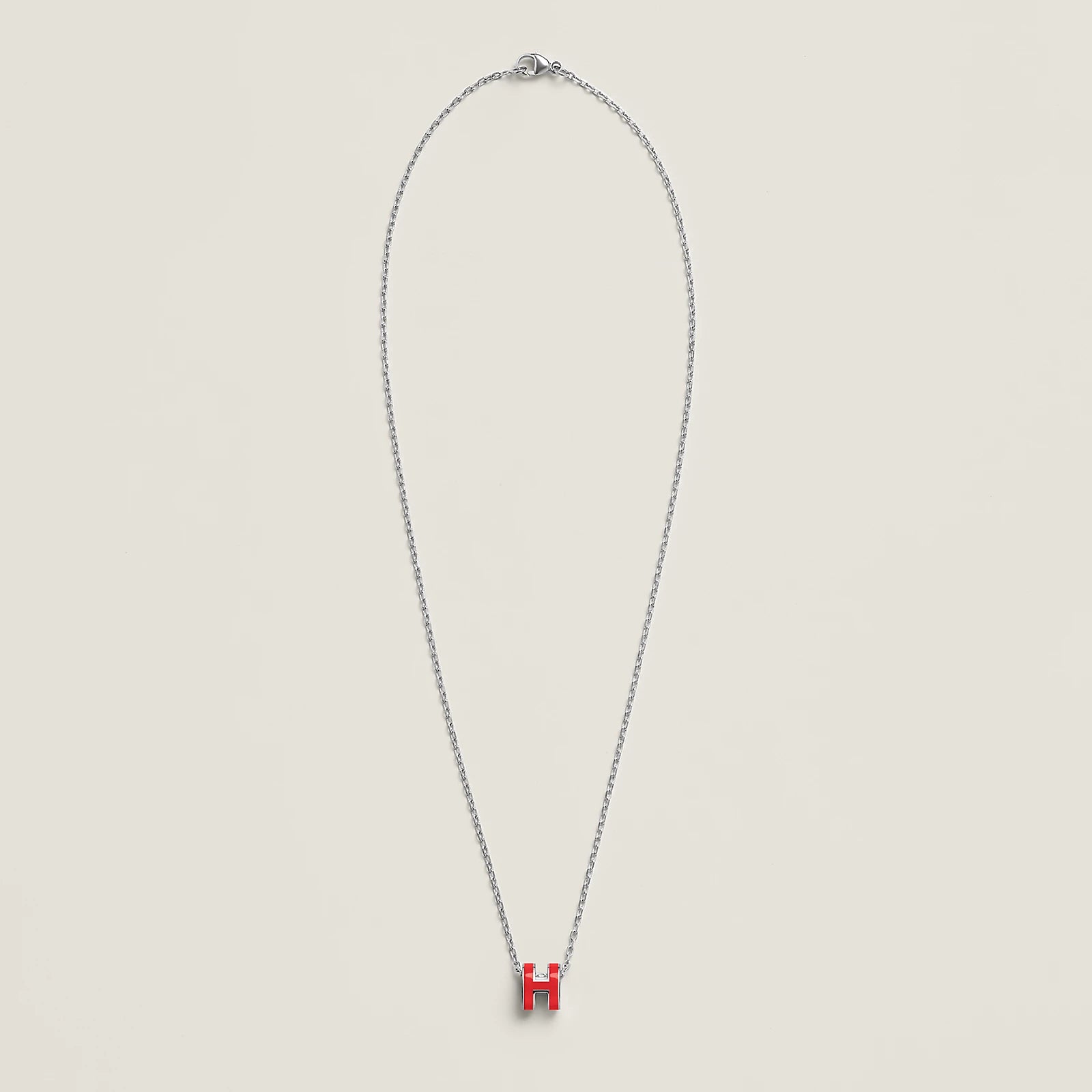Hermès Mini Pop H Pendant Palladium Plated - Rouge Vif