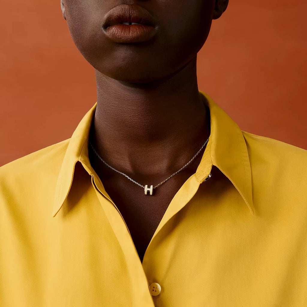 Hermès Mini Pop H Pendant Palladium Plated - Blanc