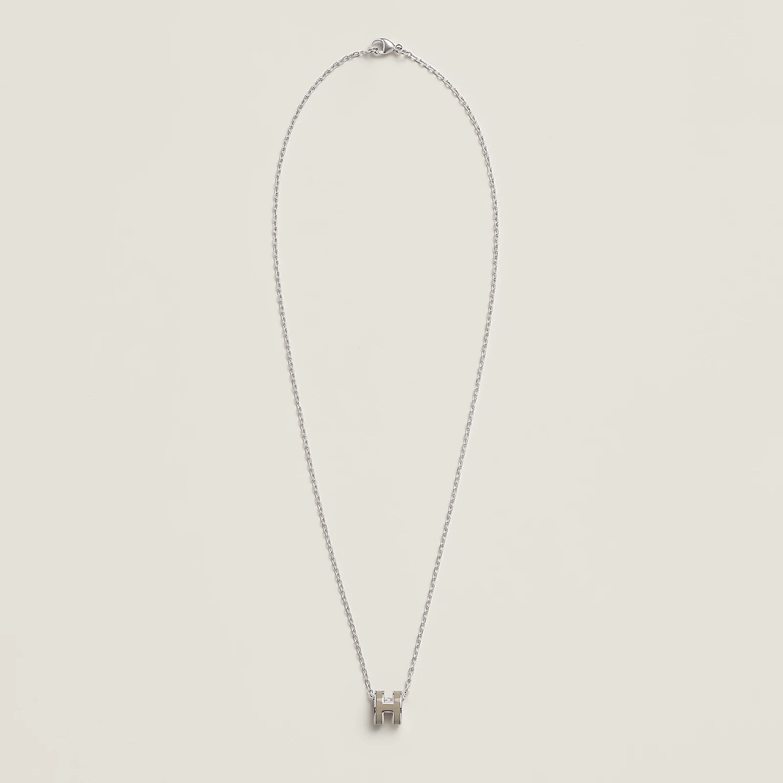 Hermès Mini Pop H Pendant Palladium Plated - Marron Glace