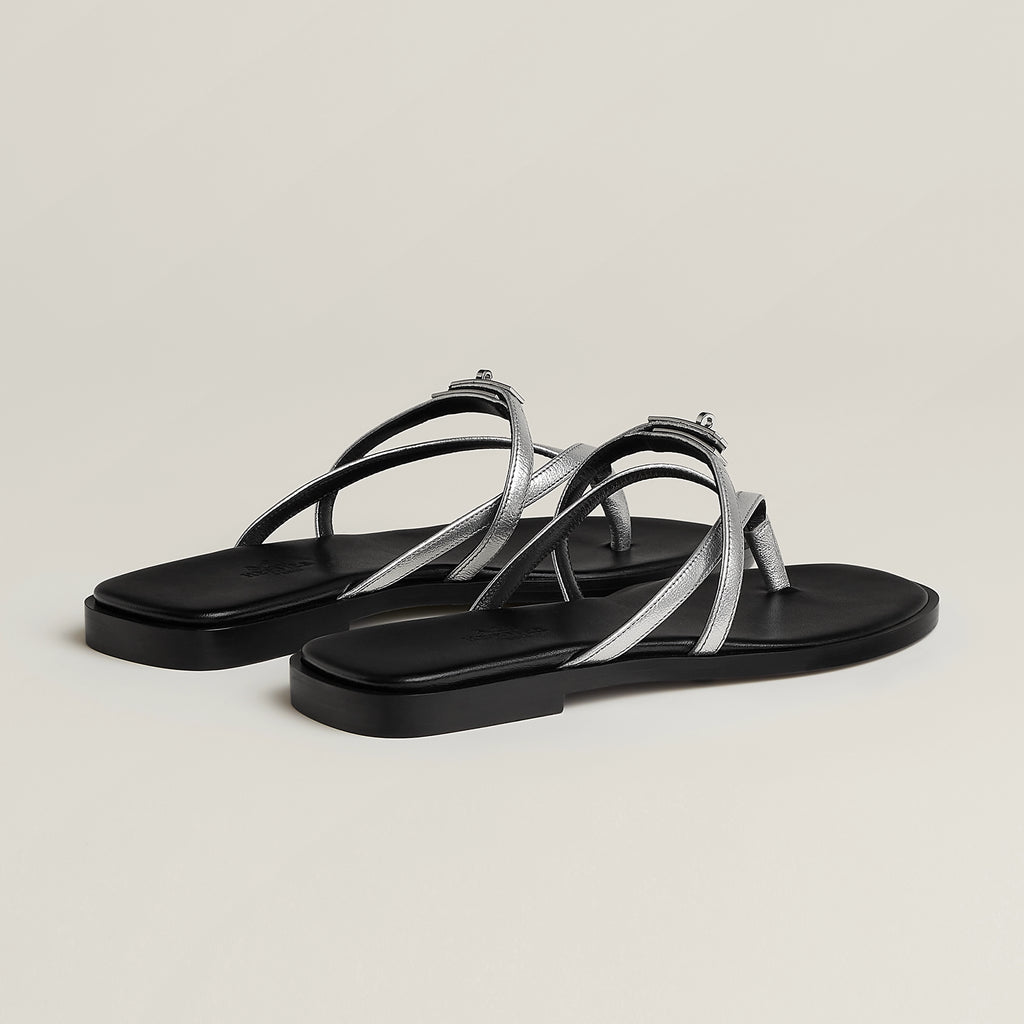 Hermes Miss Sandals Gris Argenté