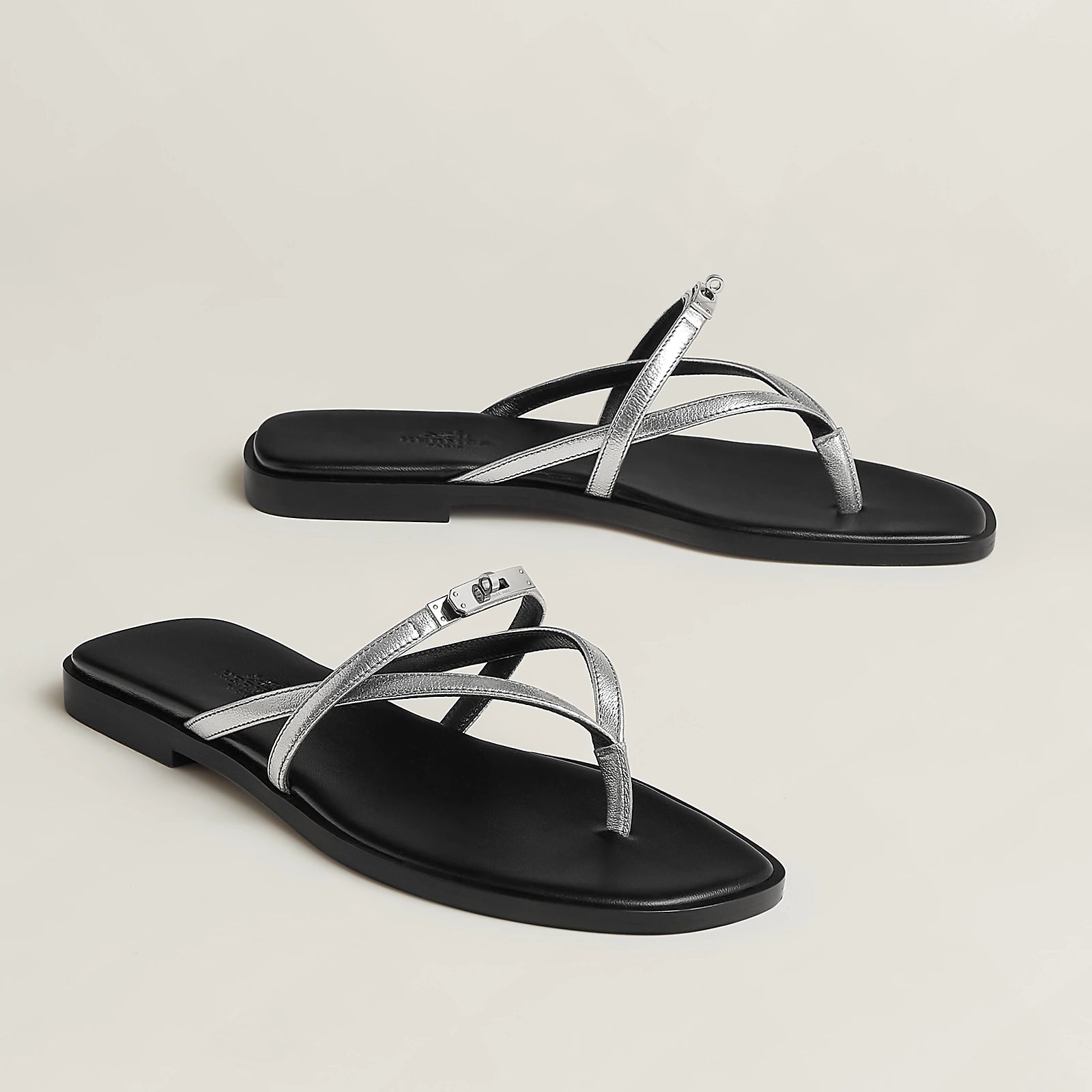 Hermes Miss Sandals Gris Argenté