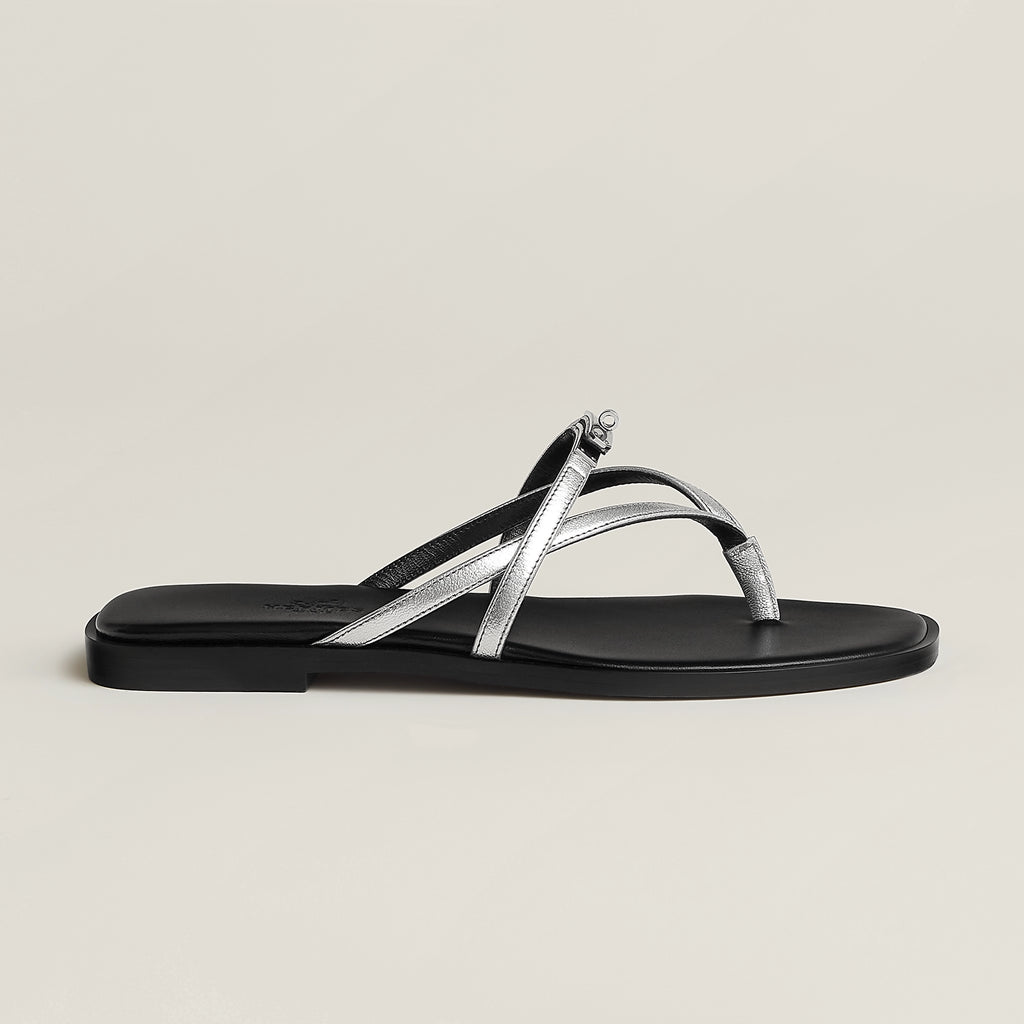 Hermes Miss Sandals Gris Argenté