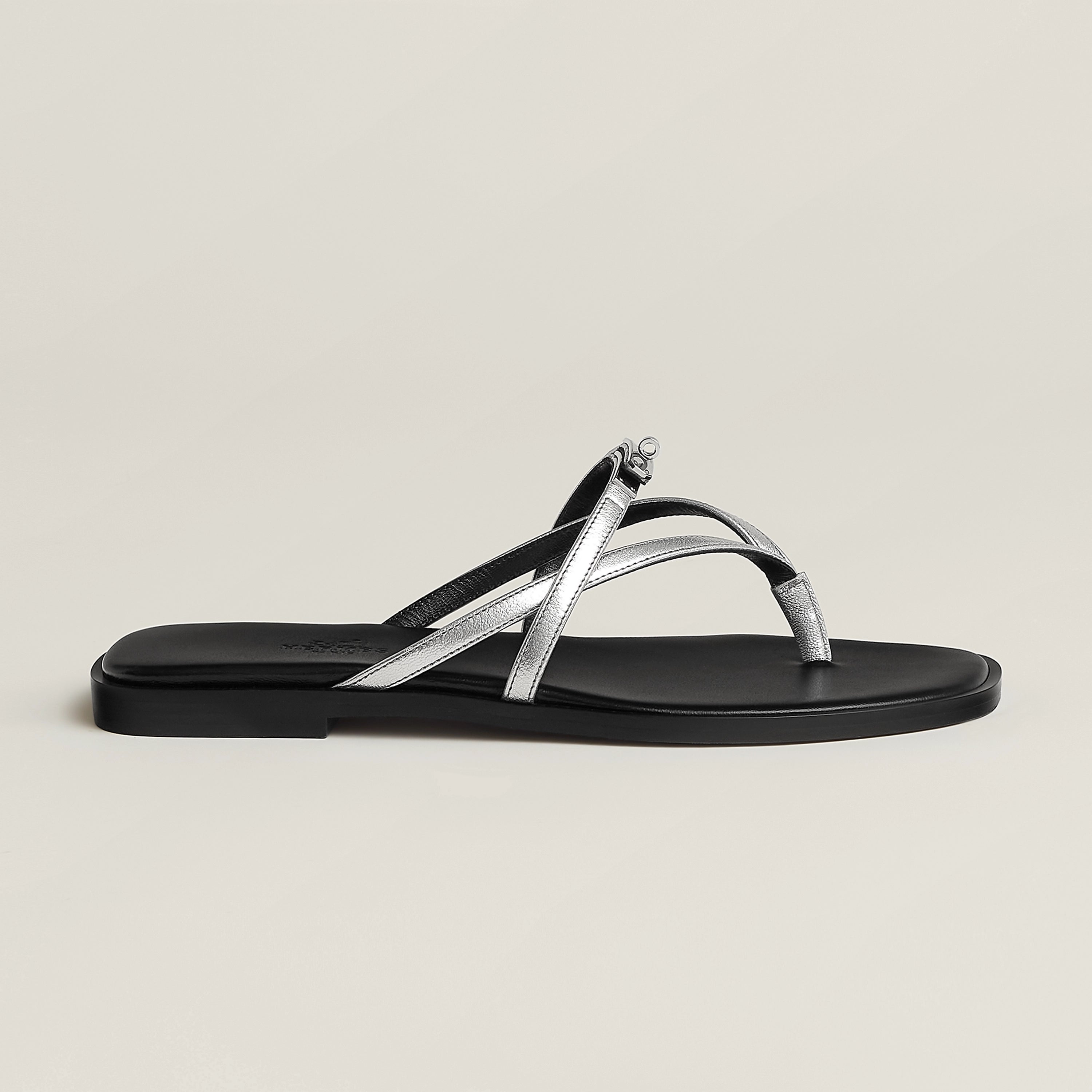 Hermes Miss Sandals Gris Argenté