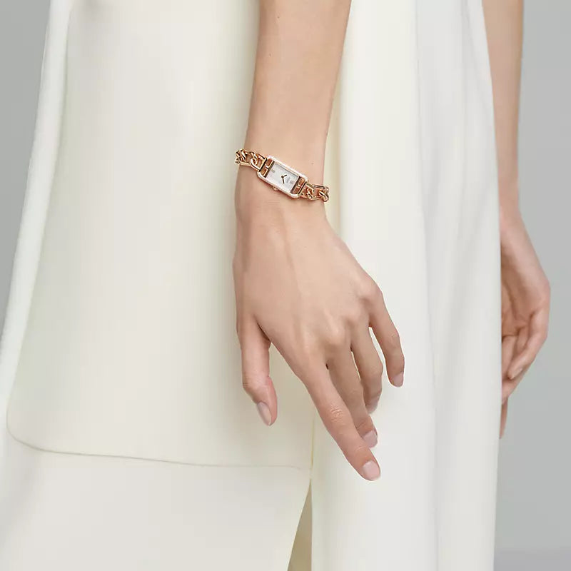 Hermès Nantucket Rose Gold 29 mm Watch With Jeweled Setting