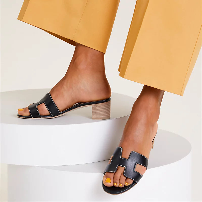 Hermès Oasis Sandals Calfskin Black