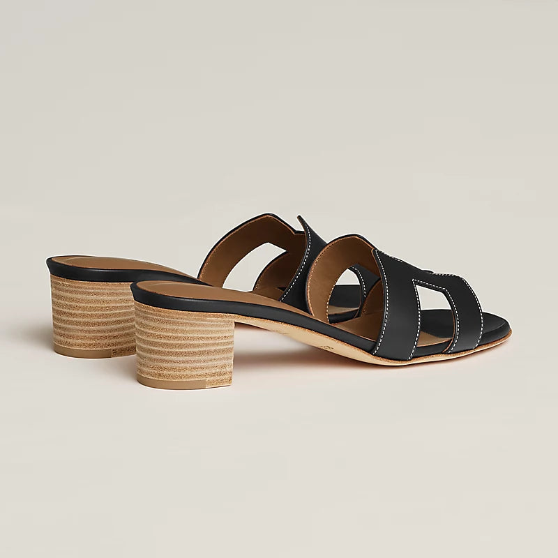 Hermès Oasis Sandals Calfskin Black