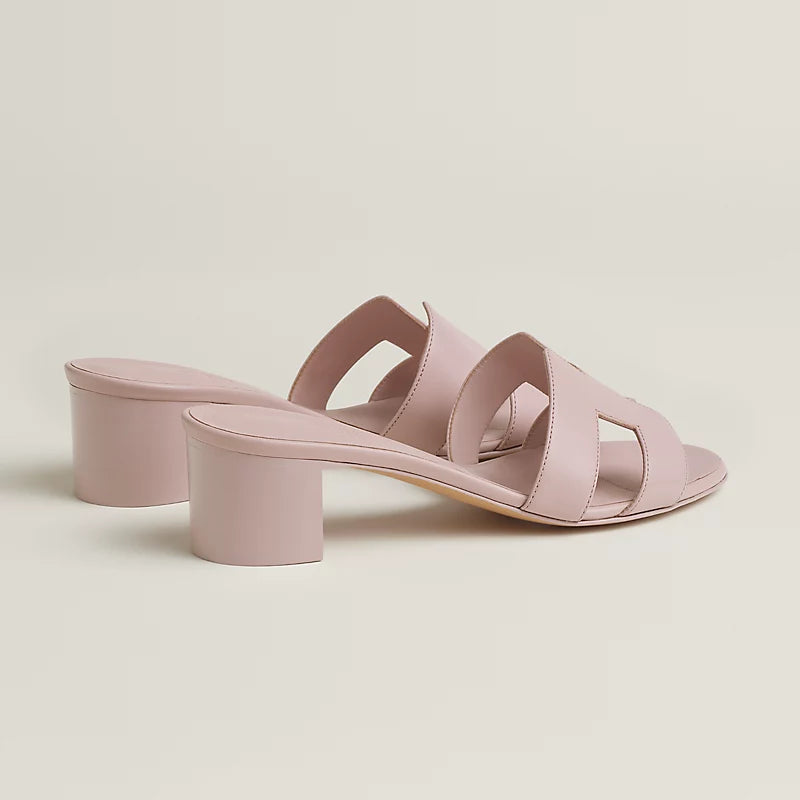 Hermès Oasis High Heel Sandals in Calfskin Rose Cancan