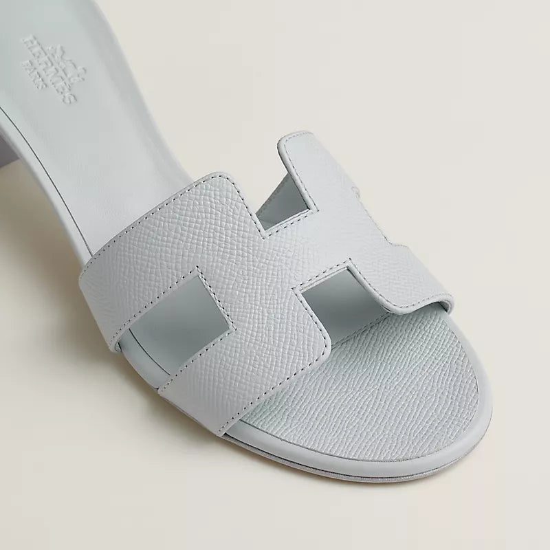 Hermès Oasis Sandals in Epsom Calfskin Bleu Glacier