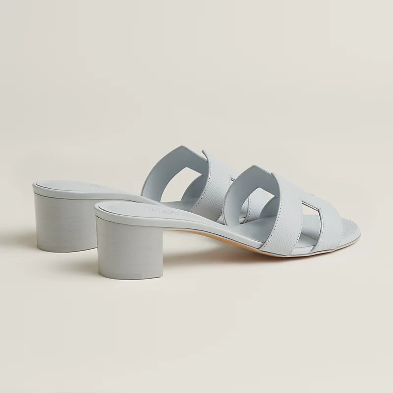 Hermès Oasis Sandals in Epsom Calfskin Bleu Glacier