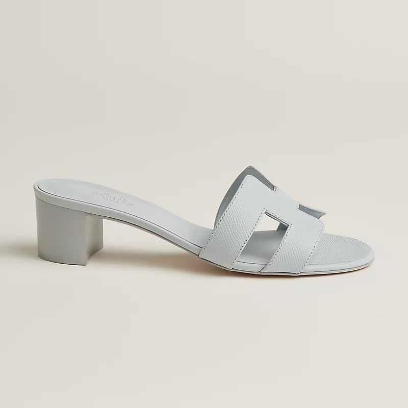 Hermès Oasis Sandals in Epsom Calfskin Bleu Glacier
