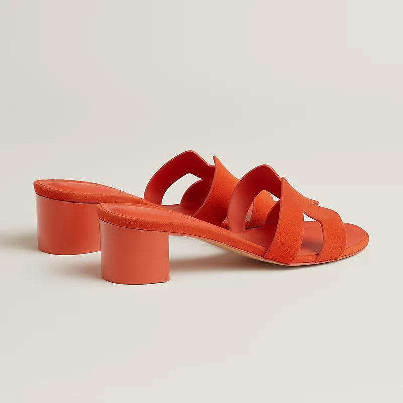 Hermès Oasis Sandals Suede Goatskin Orange Corail