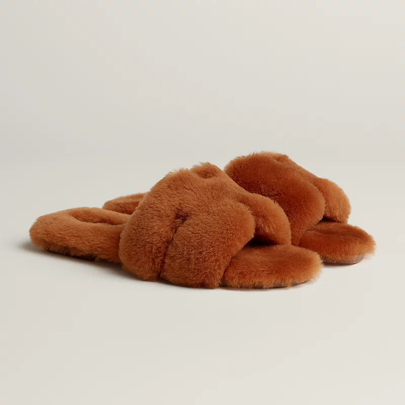 Hermès Oran Sandal Shearling Naturel