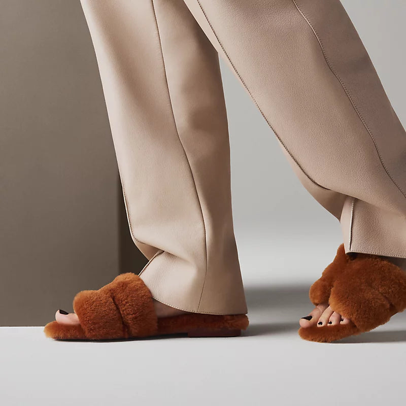 Hermès Oran Sandal Shearling Naturel