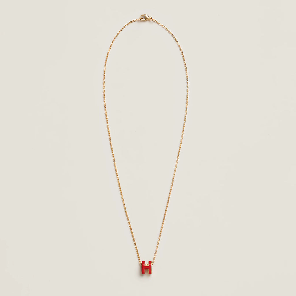 Hermès Mini Pop H Pendant Gold Plated - Rouge Vif