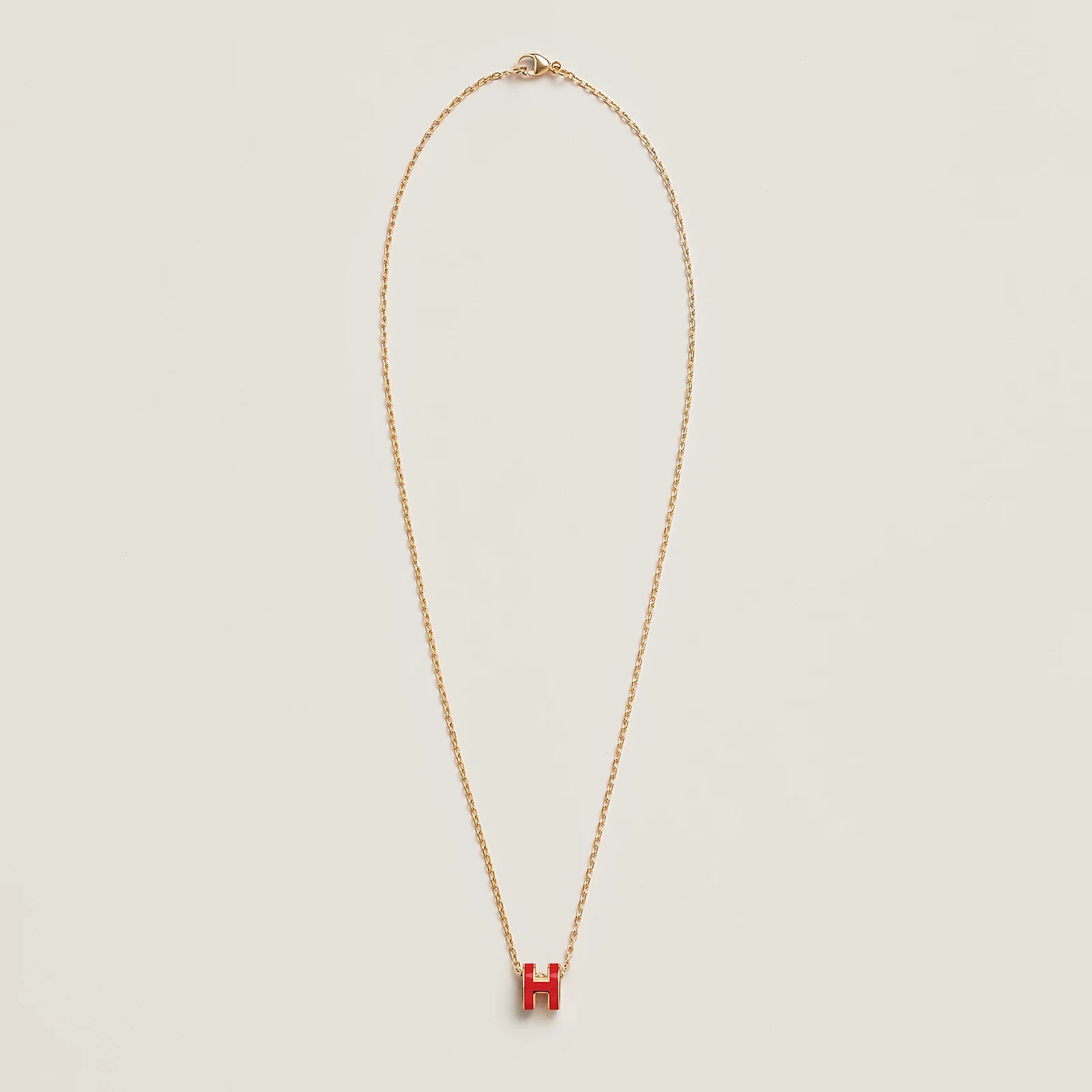 Hermès Mini Pop H Pendant Gold Plated - Rouge Vif