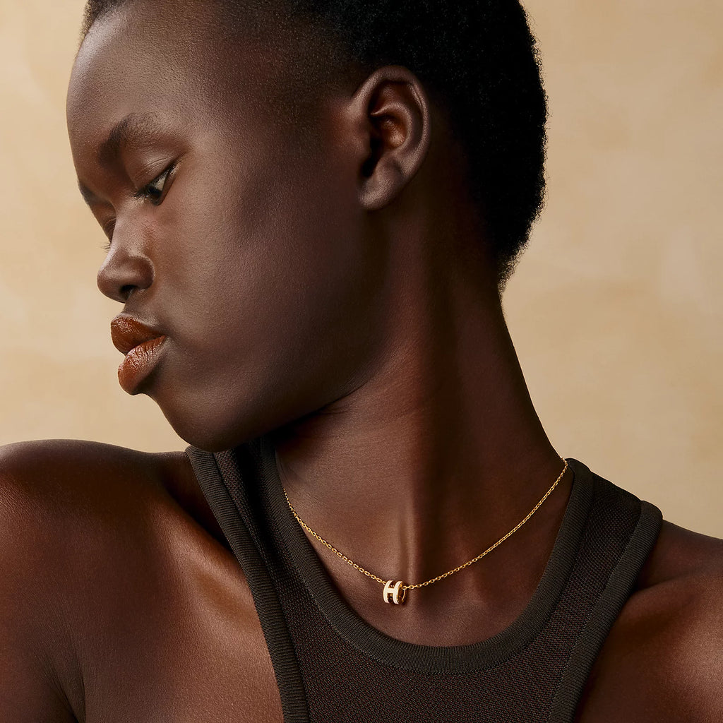 Hermés Mini Pop H Pendant Gold Plated - Rose Eglantine