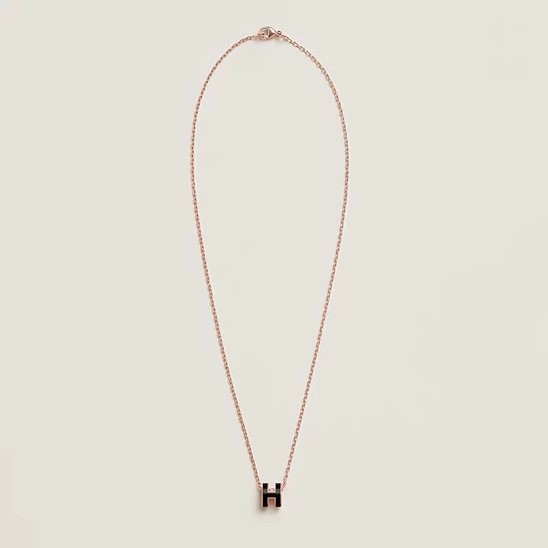 Mini Pop H Pendant Rose Gold Plated - Noir