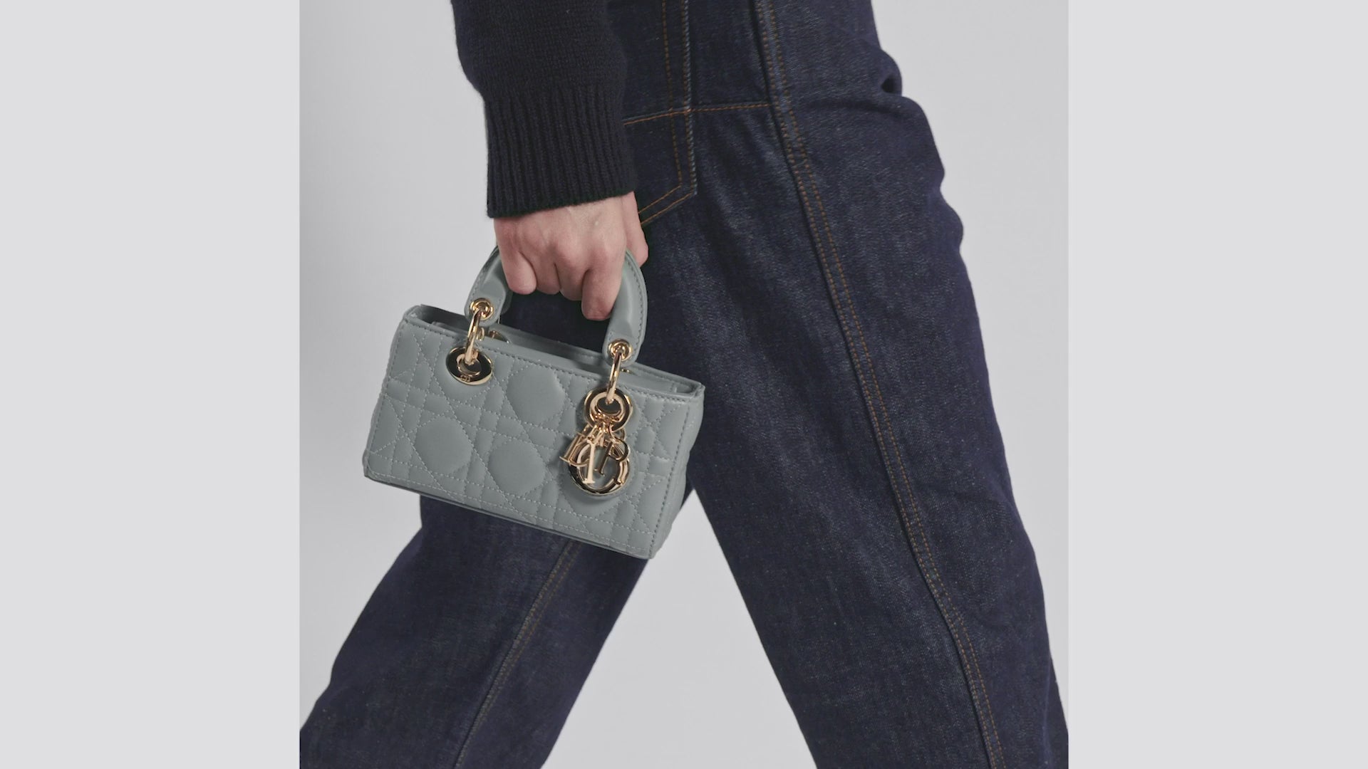 Lady D-Joy Micro Bag Cloud Blue Cannage Lambskin