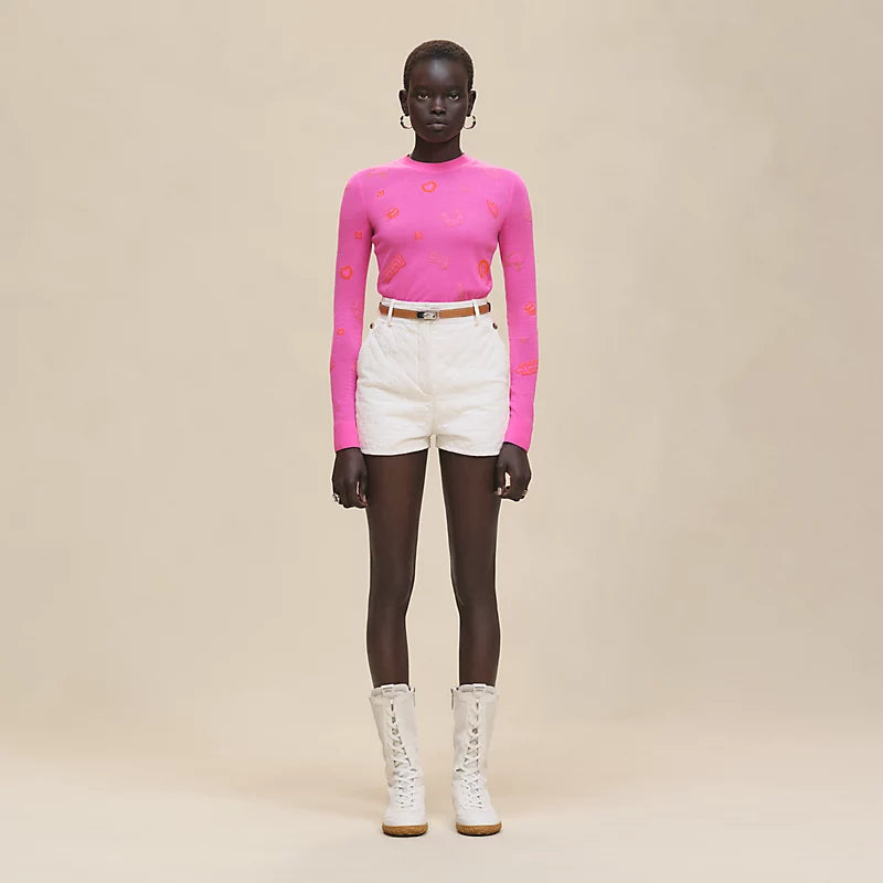 Hermès Pull leggero maniche lunghe motivo “Candy Libris” Rose Sakura