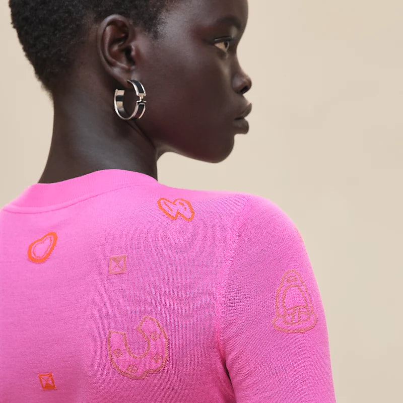 Hermès Pull leggero maniche lunghe motivo “Candy Libris” Rose Sakura