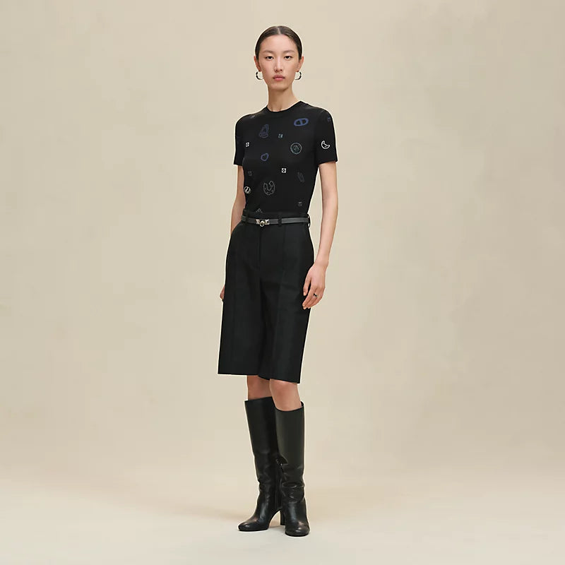 Hermès Pull maniche corte motivo “Candy Libris” Noir