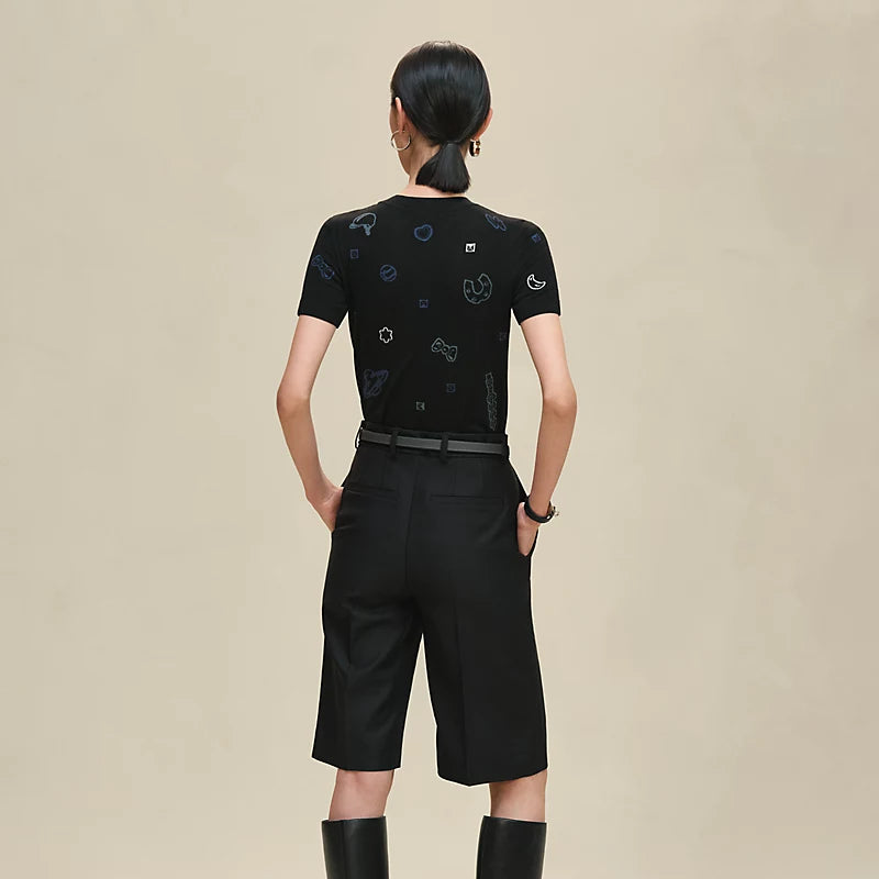Hermès Pull maniche corte motivo “Candy Libris” Noir