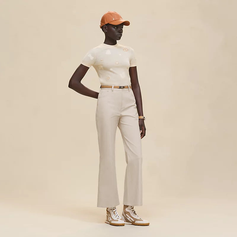 Hermès Pull maniche corte motivo “Candy Libris” Blanc Cygne