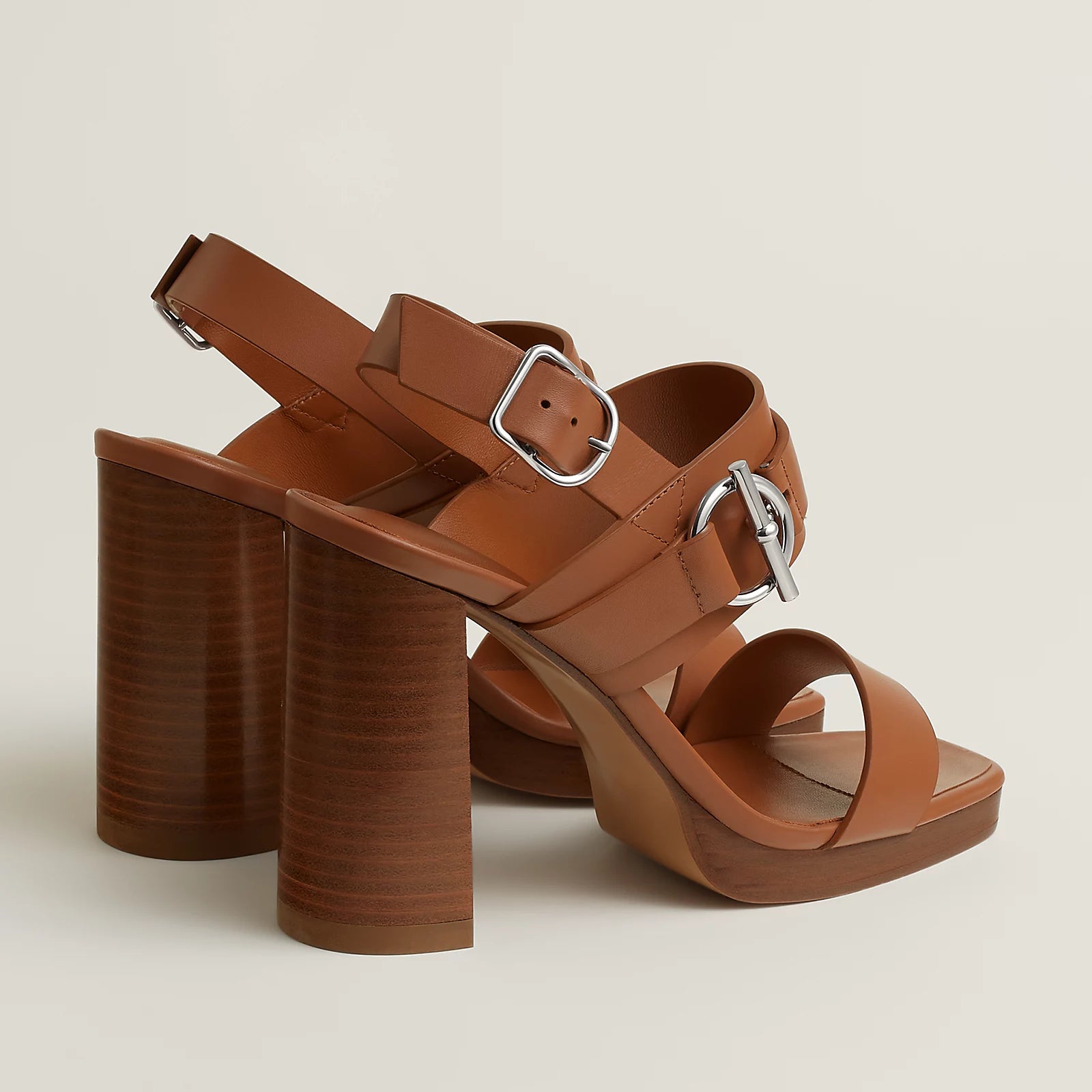 Hermès Keen 90 High Heel Sandal in Calfskin - Naturel