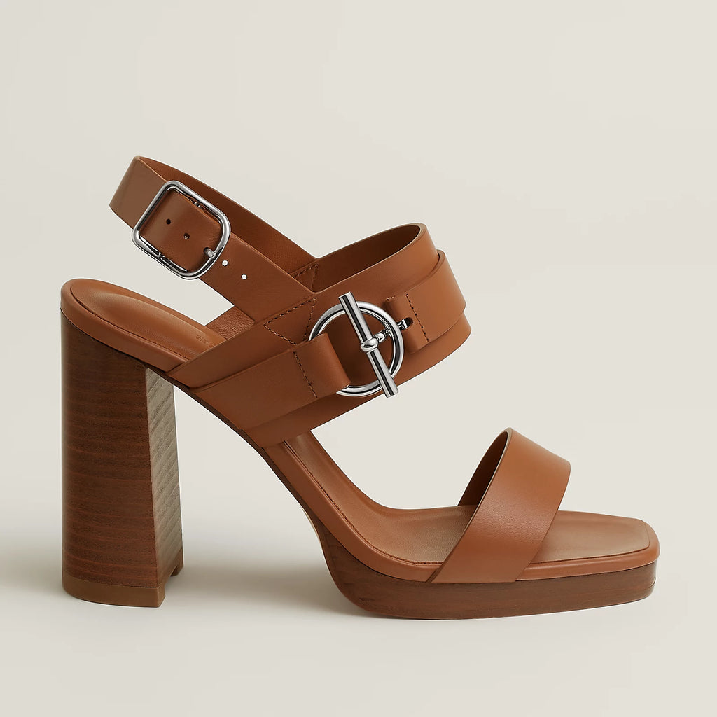 Hermès Keen 90 High Heel Sandal in Calfskin - Naturel
