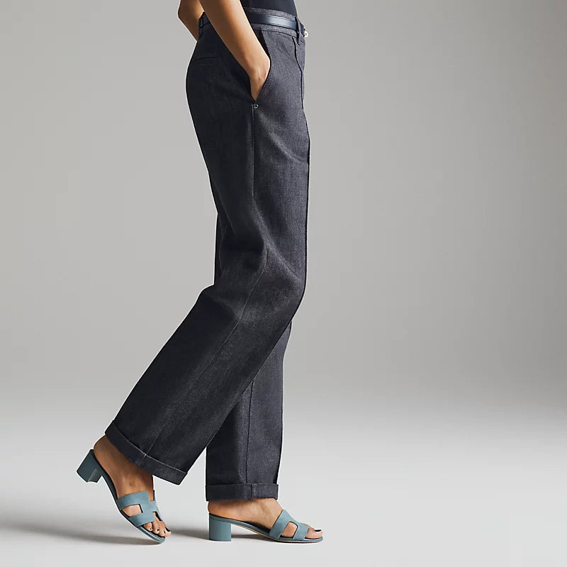 Hermès Oasis Sandals Suede Goatskin Thunder Blue