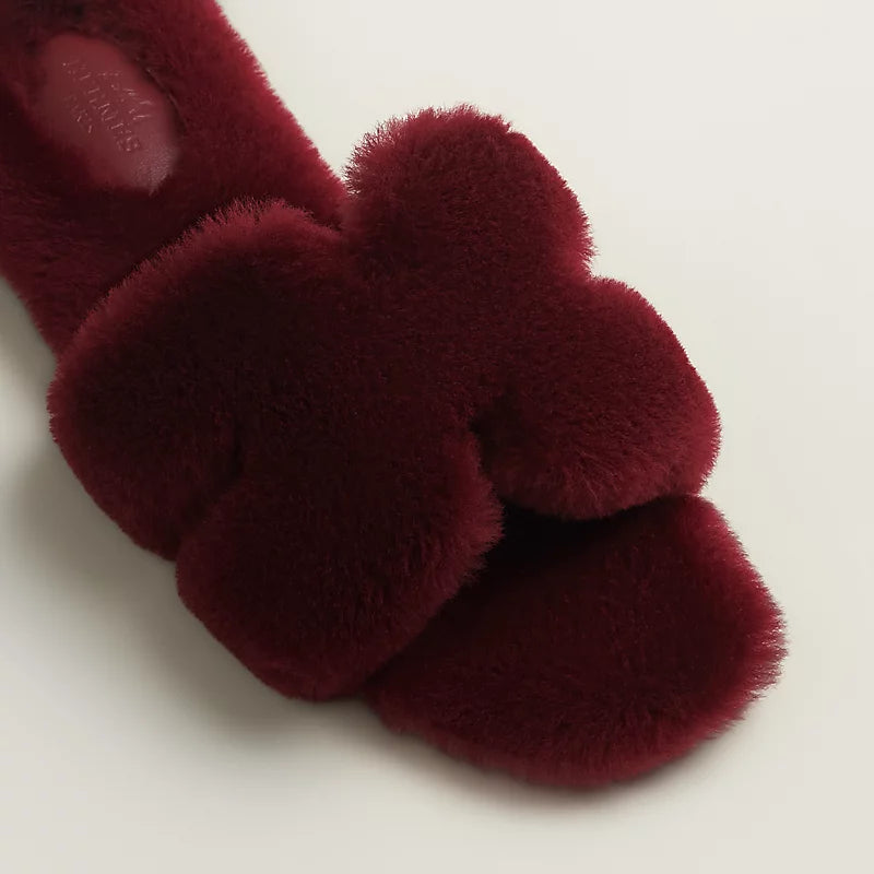 Hermès Oran Sandal Shearling Rouge H