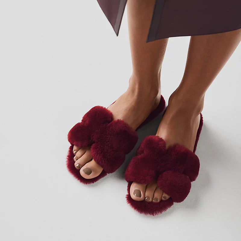 Hermès Oran Sandal Shearling Rouge H