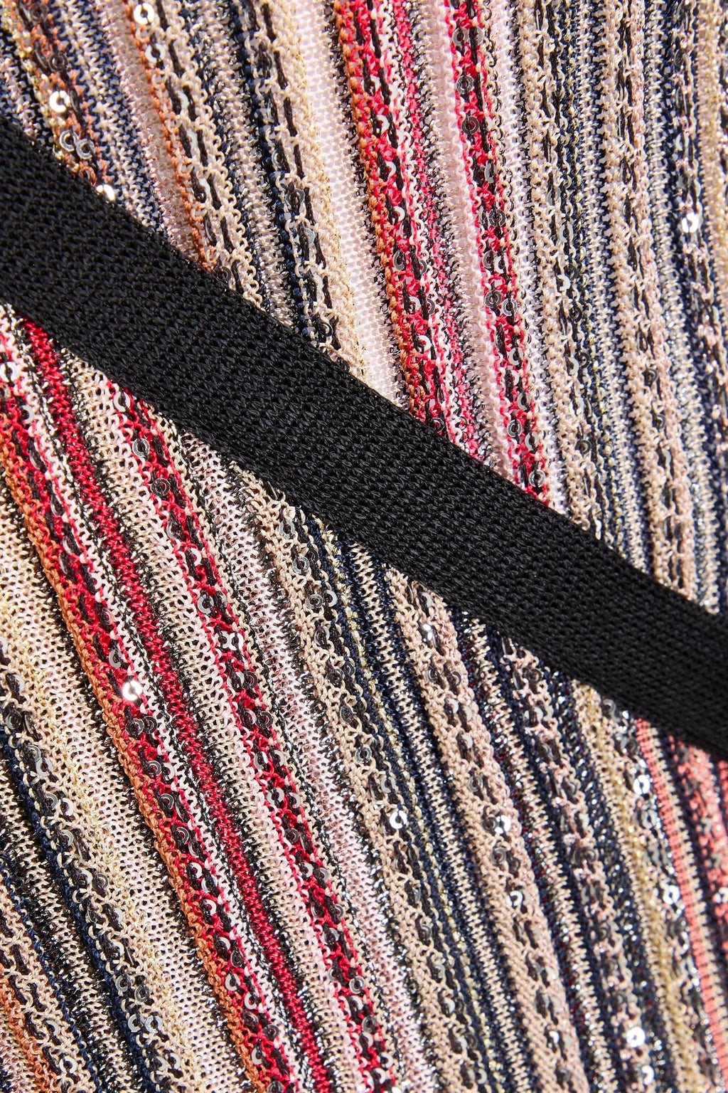 Missoni Sequin Embellished Striped Ribbed Knit Wrap Cardigan 