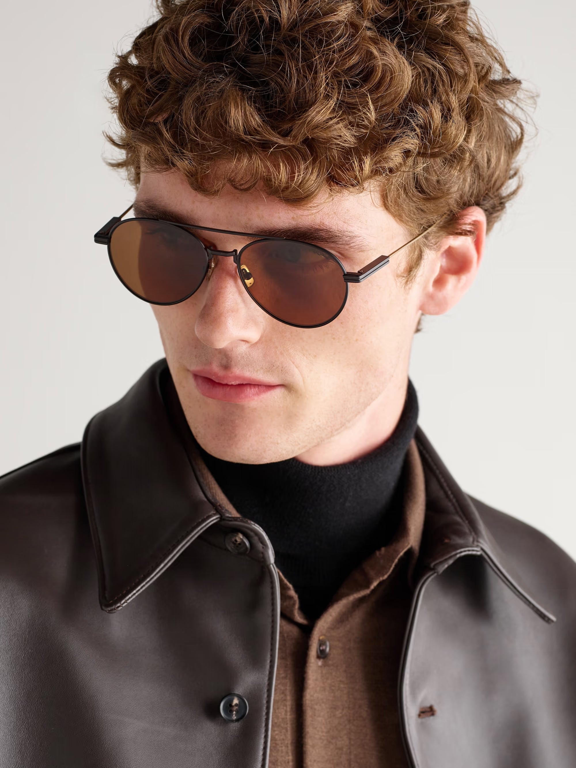Zegna EyewearAviator-Style Two-Tone Titanium Sunglasses