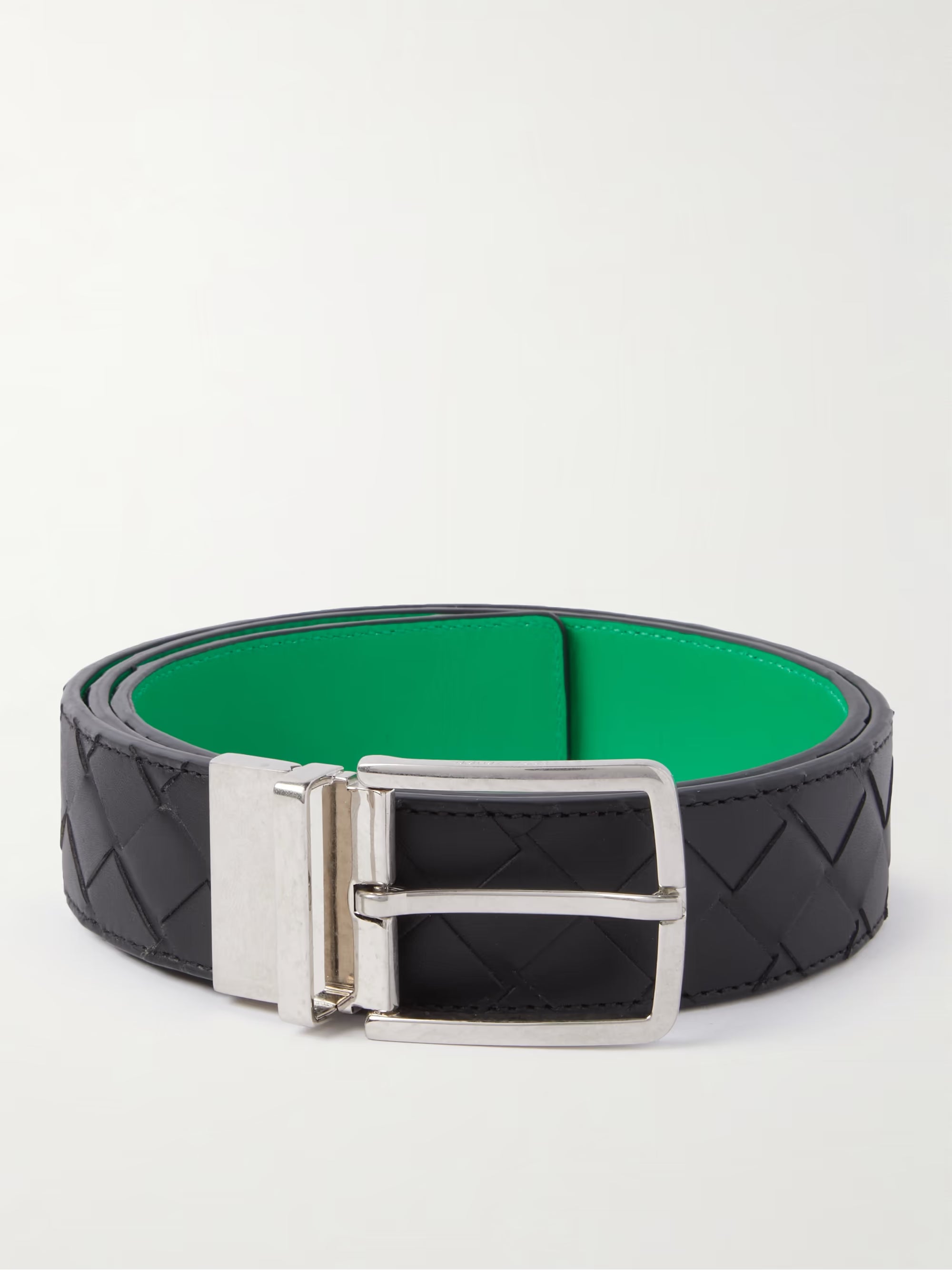 Bottega Veneta  3.5cm Reversible Intrecciato Leather Belt