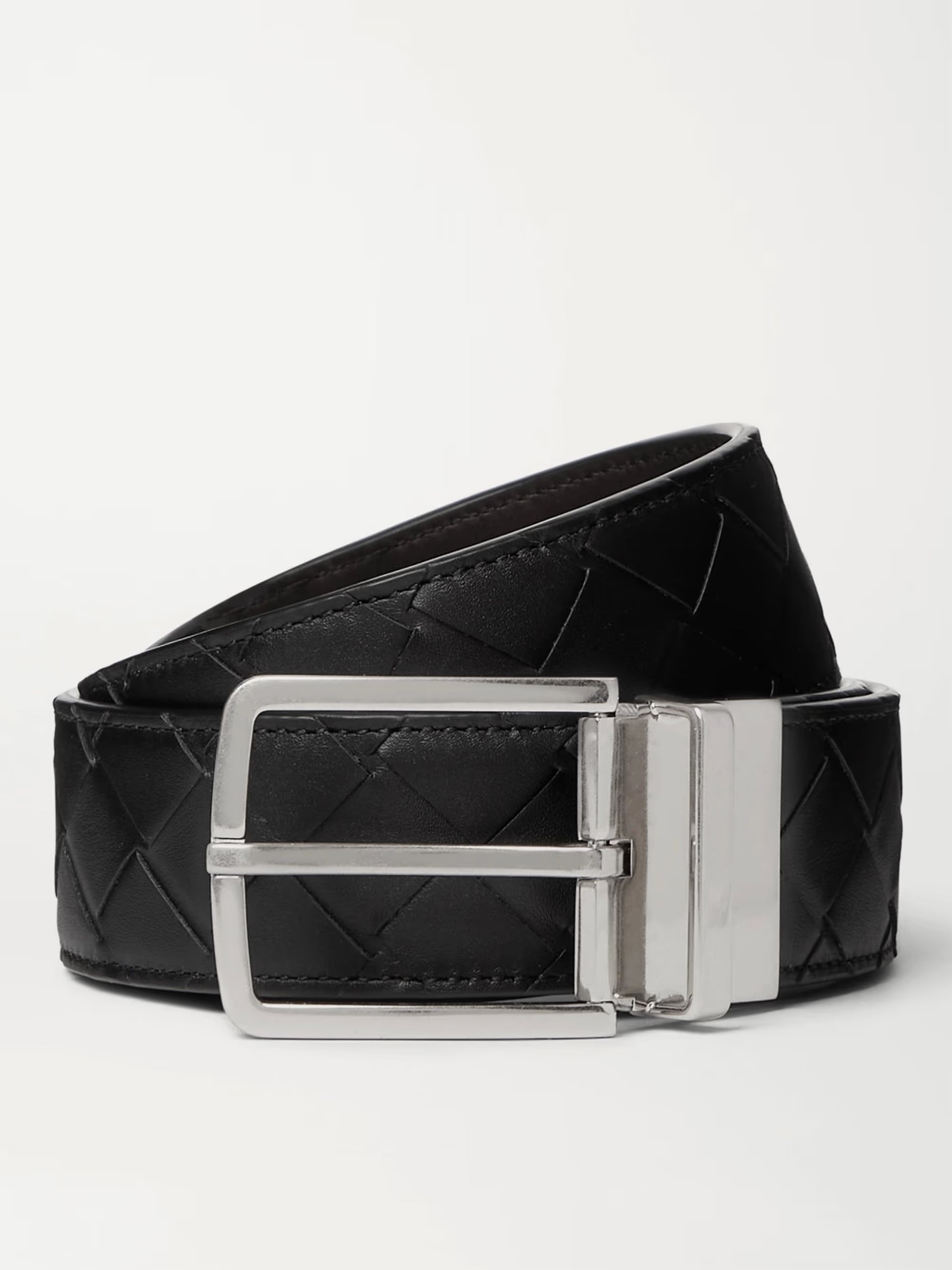 Bottega Veneta  4cm Reversible Intrecciato Leather Belt
