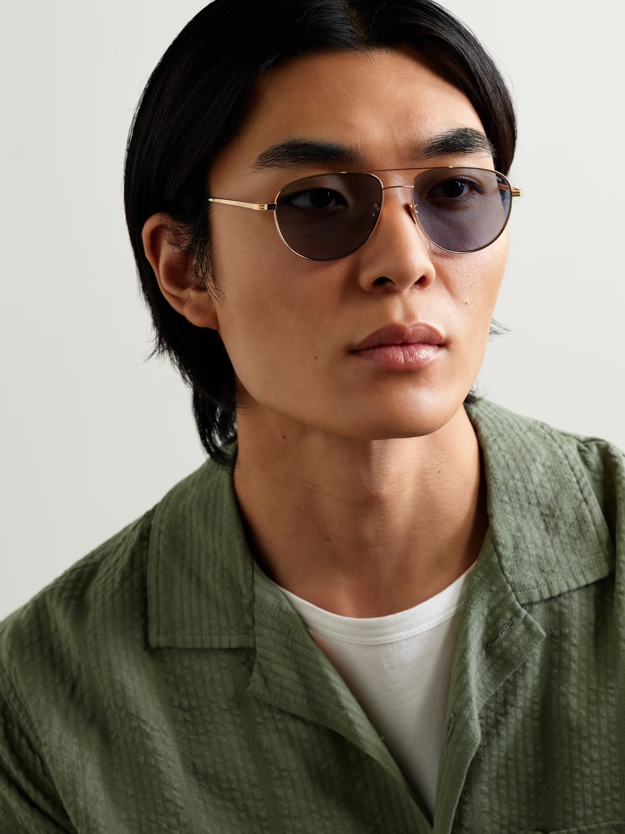 Cutler And Gross Aviator-Style Rose Gold-Plated Sunglasses