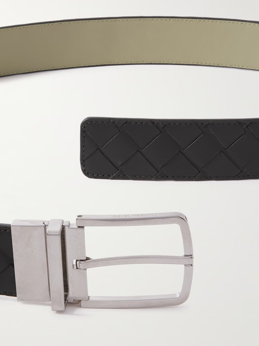 Bottega Veneta  3.5cm Reversible Intrecciato Leather Belt