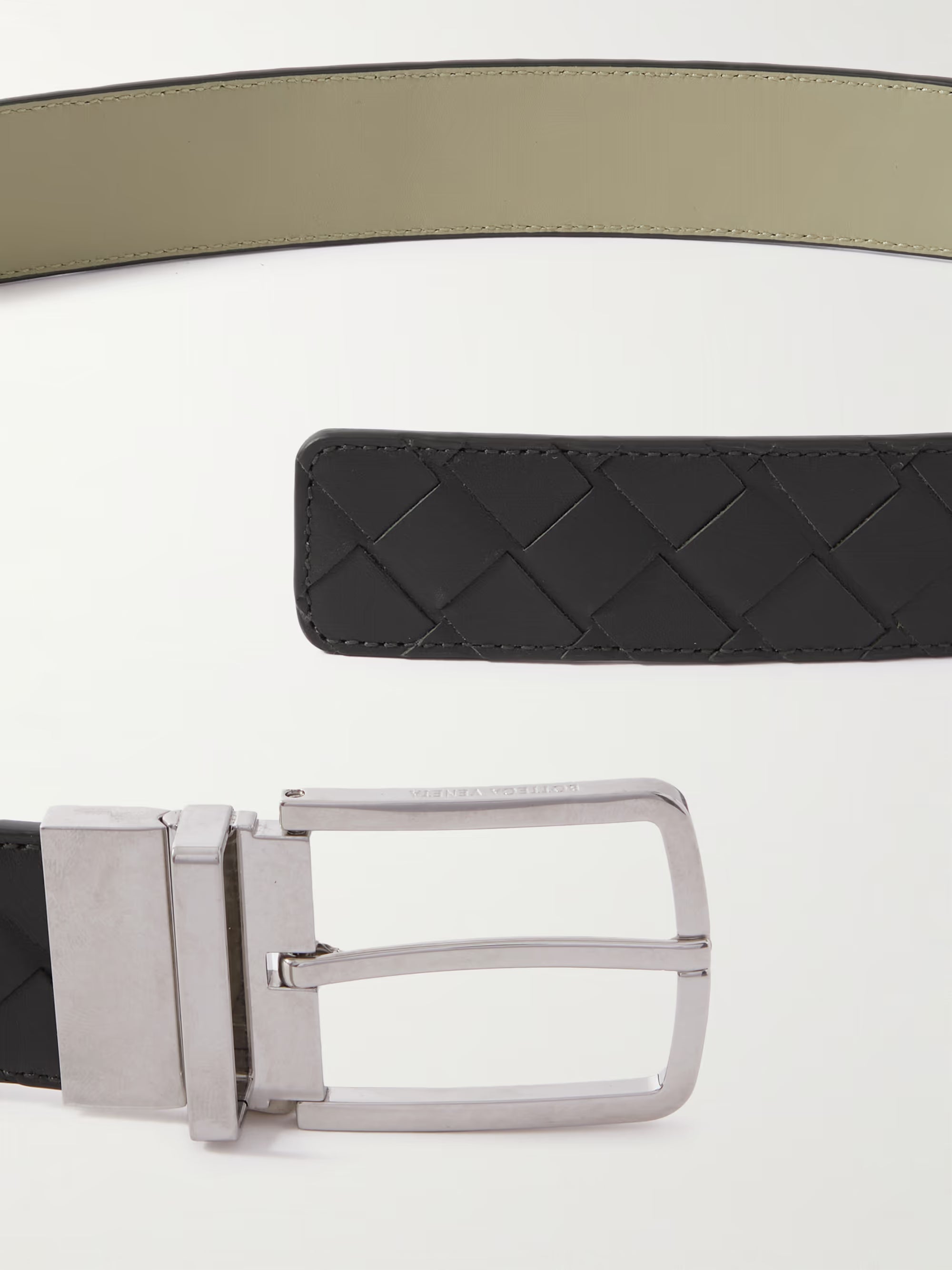 Bottega Veneta  3.5cm Reversible Intrecciato Leather Belt