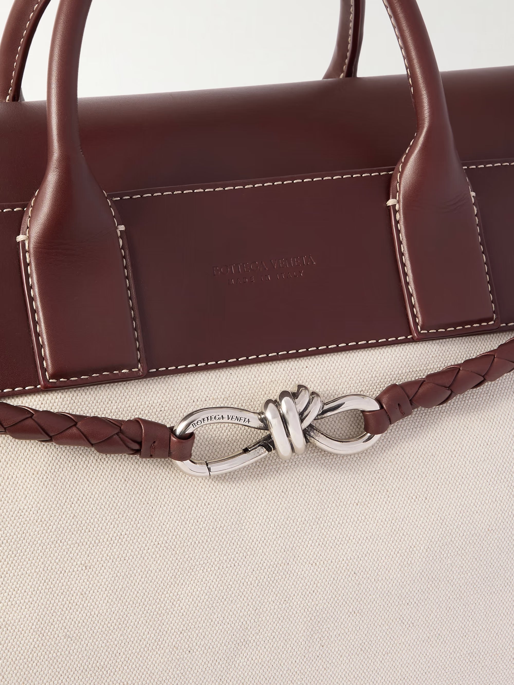 Bottega Veneta Andiamo maxi embellished leather-trimmed canvas tote