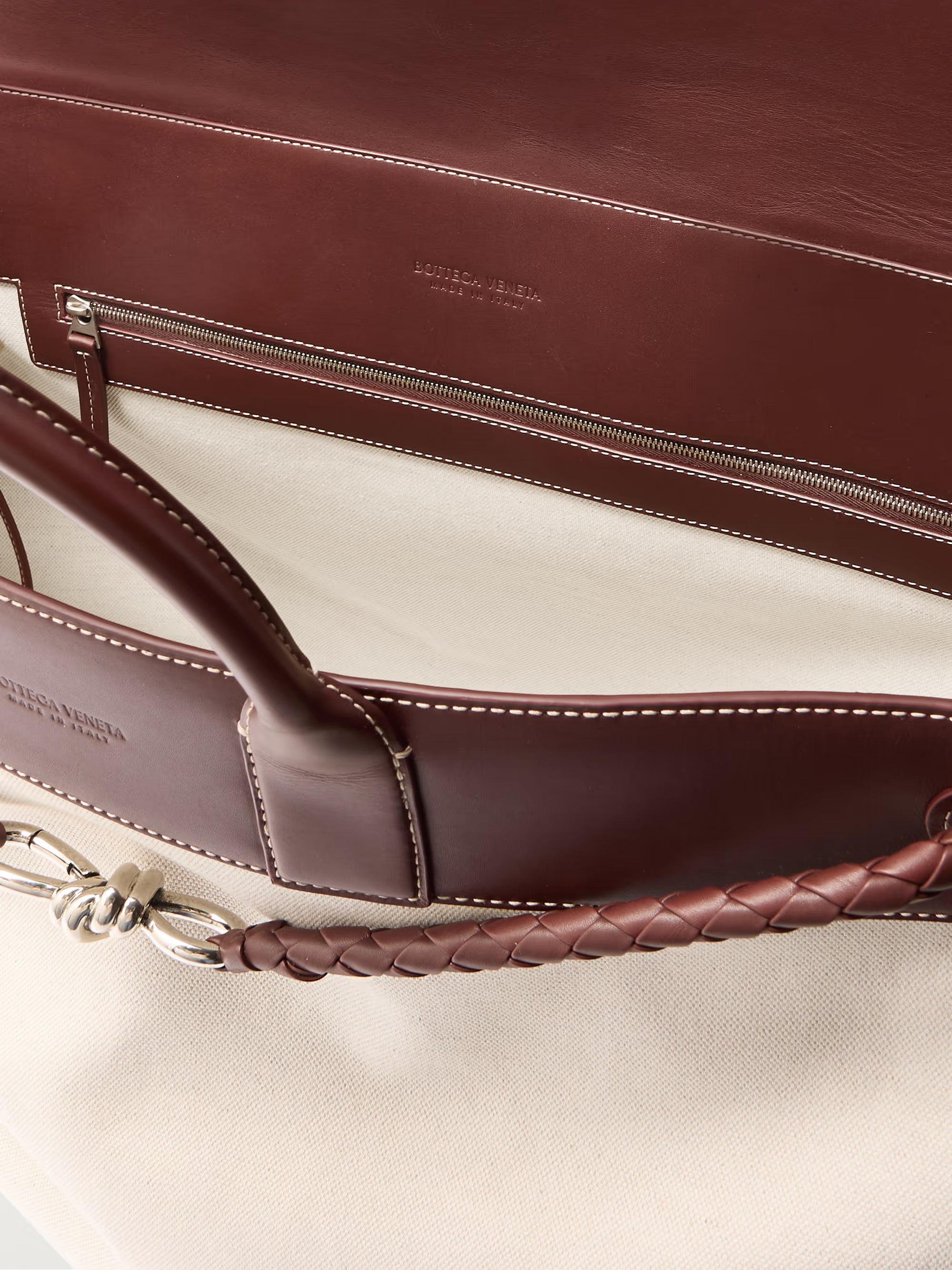 Bottega Veneta Andiamo maxi embellished leather-trimmed canvas tote