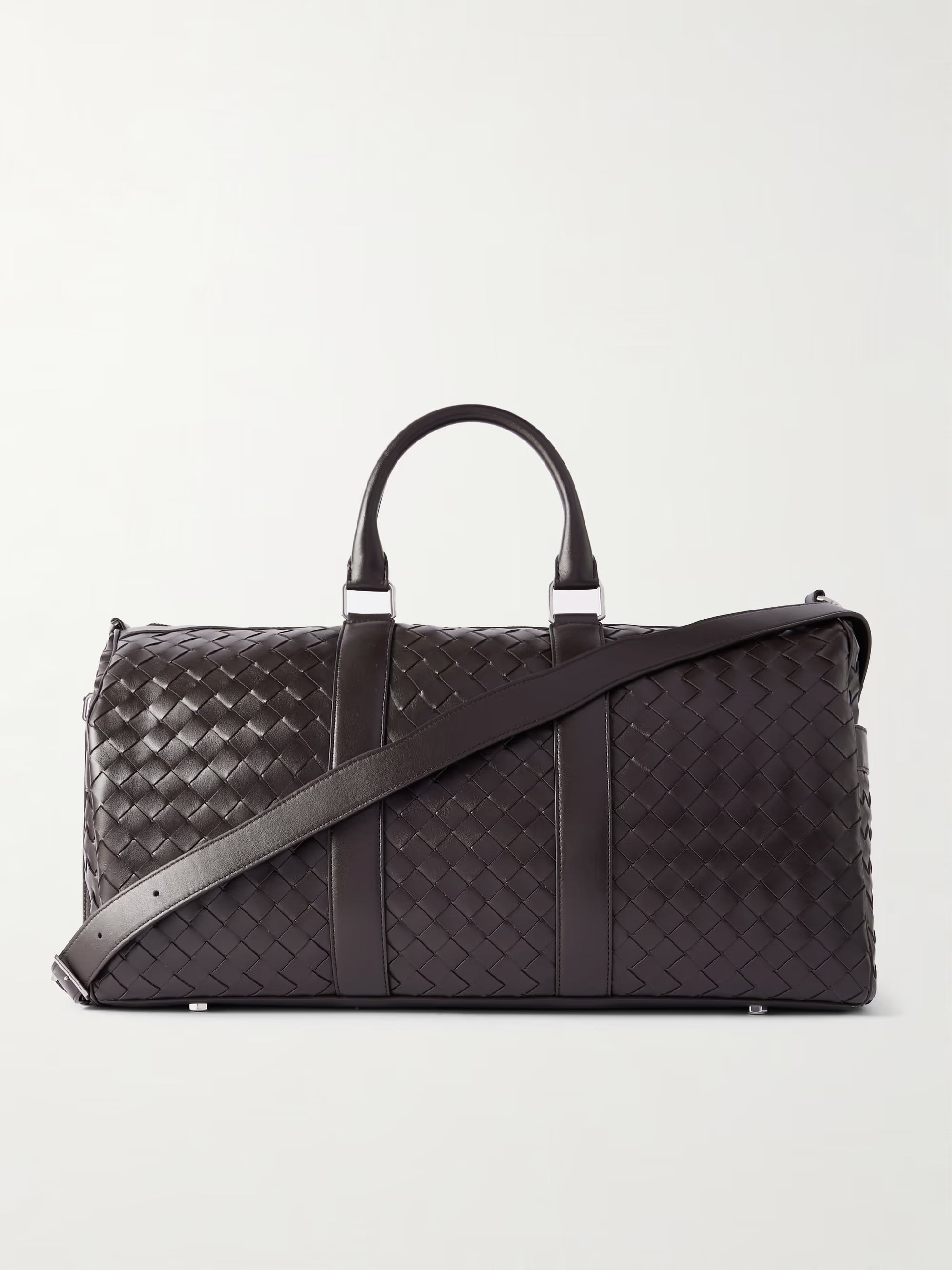 Bottega Veneta Intrecciato Leather Weekend Bag Brown
