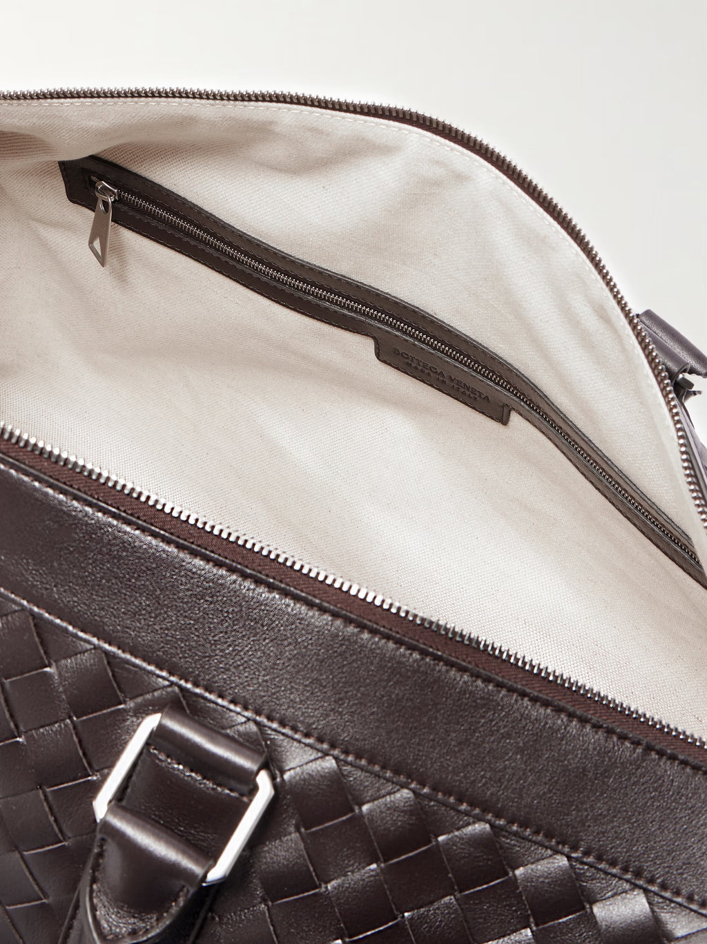 Bottega Veneta Intrecciato Leather Weekend Bag Brown