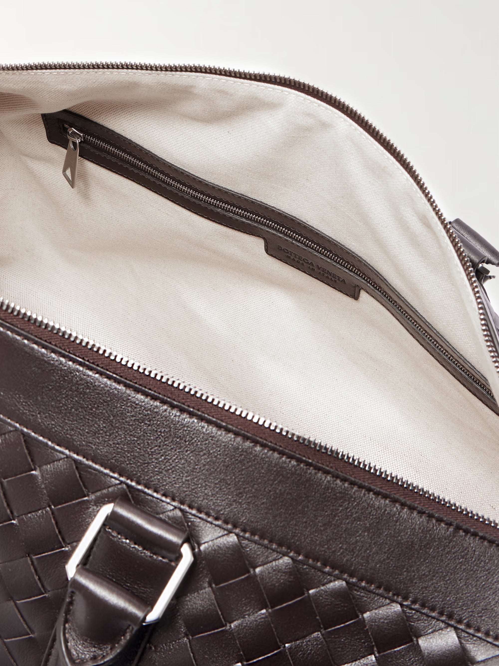 Bottega Veneta Intrecciato Leather Weekend Bag Brown