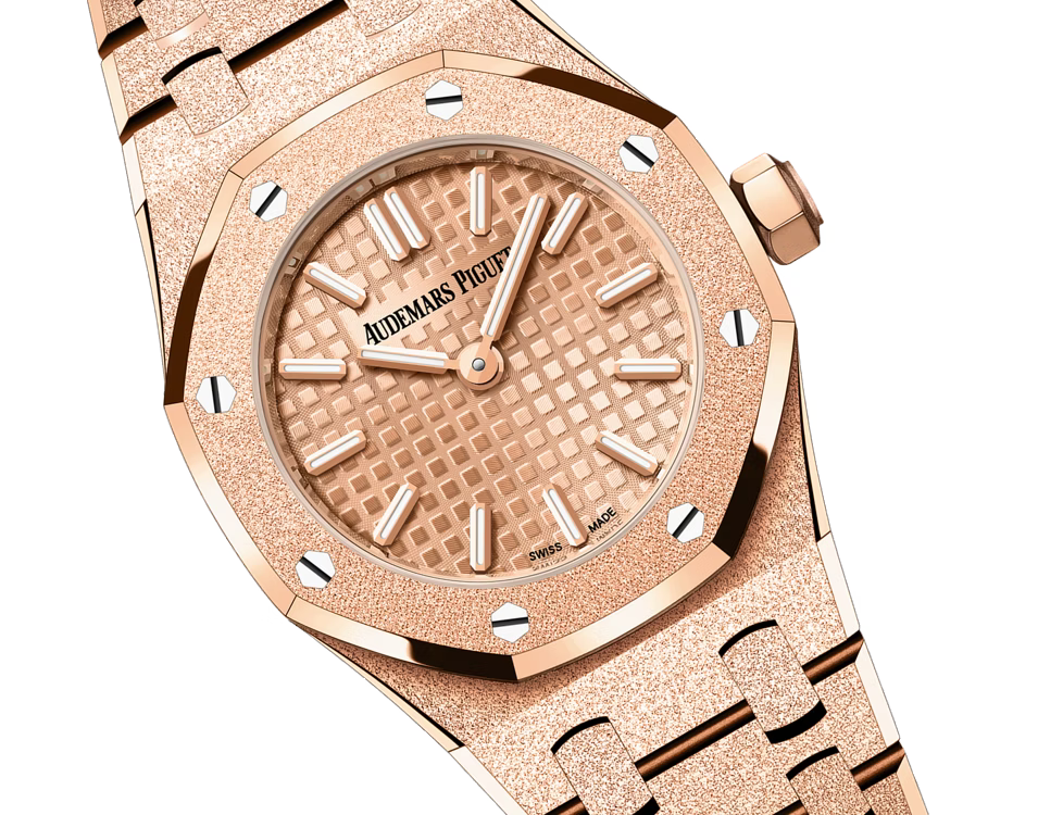 Audemars Piguet Royal Oak Mini Frosted Gold Quartz in Pink Gold Toned